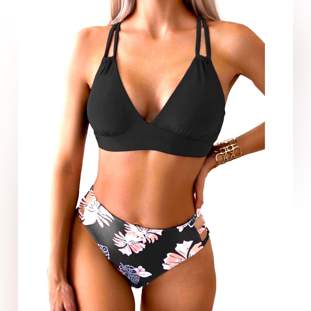 Bikini Set Two Piece Bathing Suit Criss Cross Back size XL